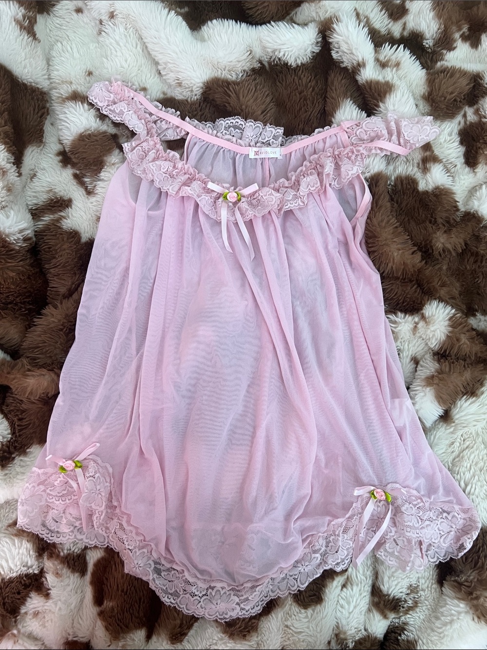 Sheer Pink Lace Babydoll Nightie